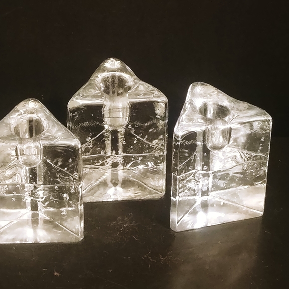Iittala Arkipelago Triangular Candleholders Set of Thre Captured Bubbles Finland